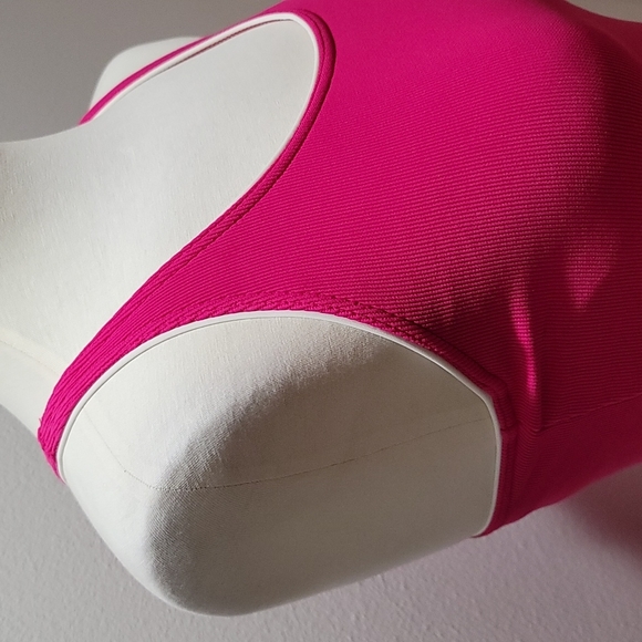 LANDS END BRIGHT NEON PINK BARBIECORE ACTIVEWEAR MINI SKIRT SET SZ 12 TOP SZ 8 - Picture 2 of 13